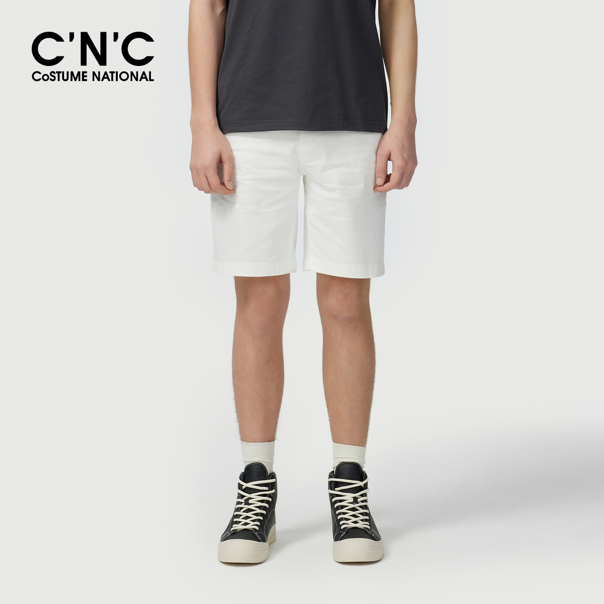 CNC男装25夏季白色直筒男士牛仔短裤棉质舒适透气潮流休闲短裤