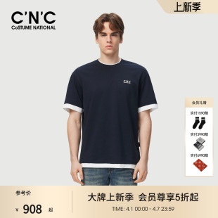 经典 CNC男装 新款 撞色商场同款 短袖 T恤男士 26夏季 藏青色短袖