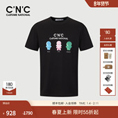 25春夏新款 卡通公仔印花男士 短袖 CNC男装 T恤圆领黑色时尚 休闲短T