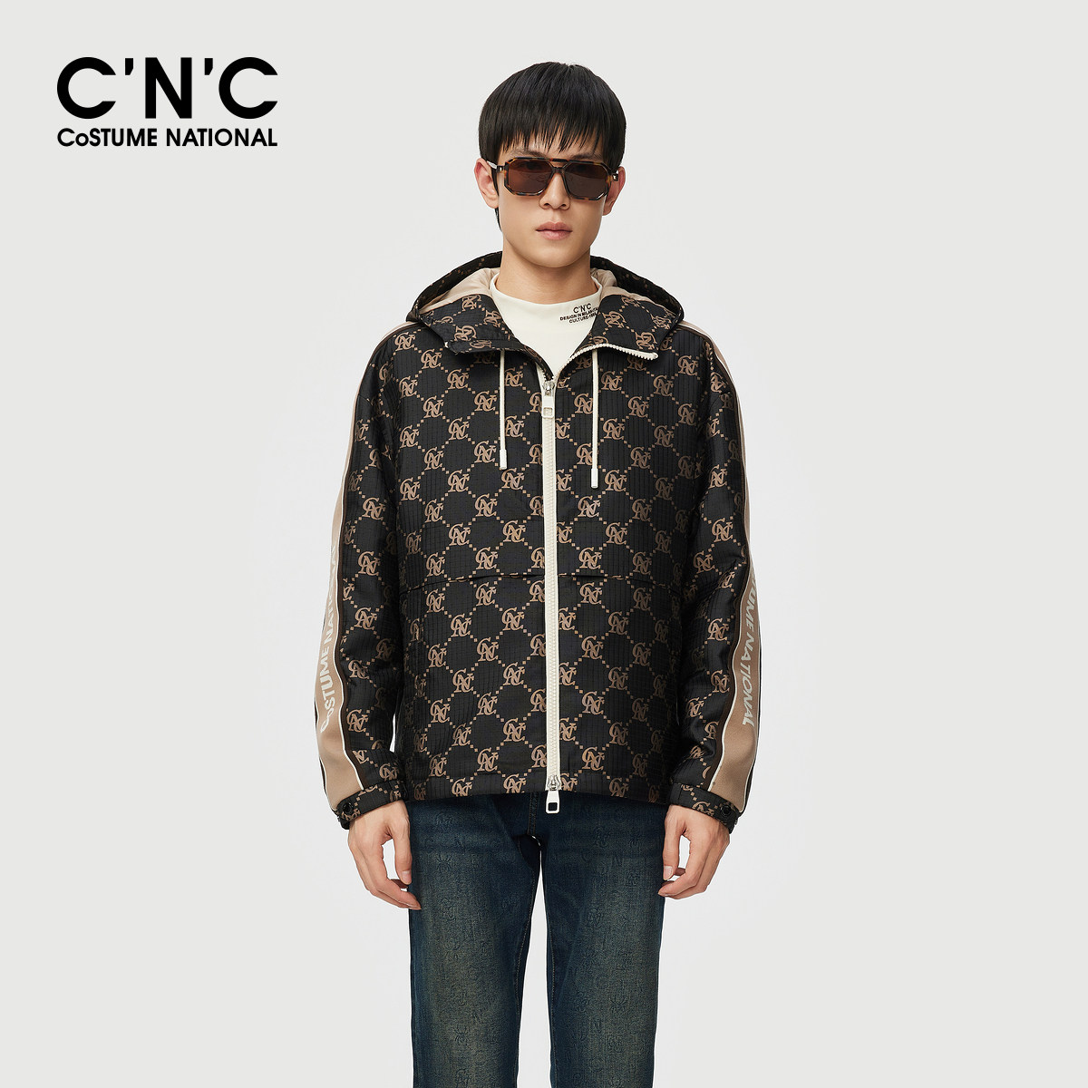 CNC男装满印撞色棉服外套