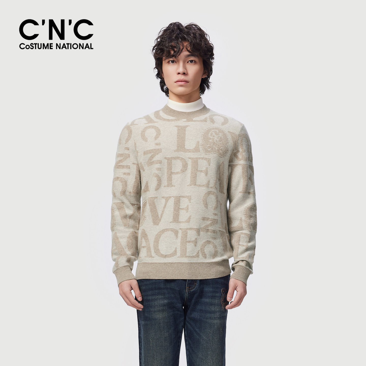 CNC男装25冬季新款羊毛山羊绒混纺男士毛衣城市新通勤青年毛衫