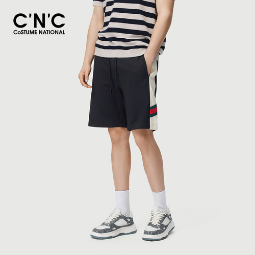 CNCN男装26夏季新款男士短裤侧边织带撞色设计logo图案青年五分裤