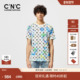 T恤潮流轻奢商场同款 CNC男装 短T 纯棉扎染满印短袖 男士 25夏季 新款