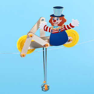 学生手工科技制作重力平衡实验器材diy高空脚踏车小丑走钢丝骑车