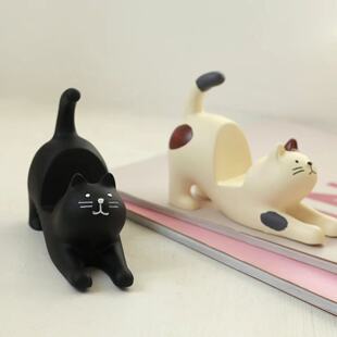 可爱猫咪手机支架桌面装饰摆件创意萌宠造型支撑架
