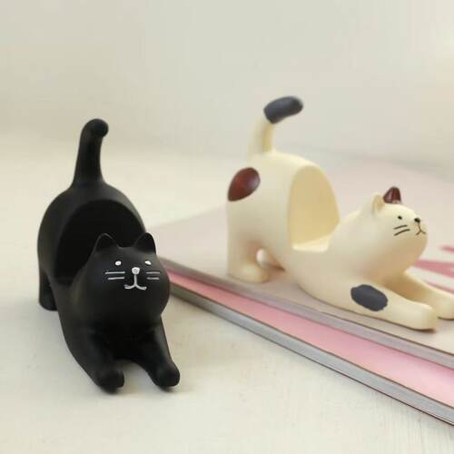 可爱猫咪桌面手机支架摆件