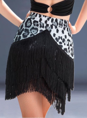 新款成人女拉丁舞短裙不规则流苏半身裙练功服专业舞蹈服