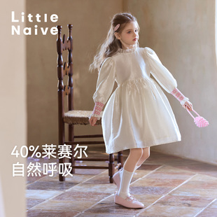 Little 礼服裙 Naive女童连衣裙春夏新款 甜美公主裙儿童打揽长袖