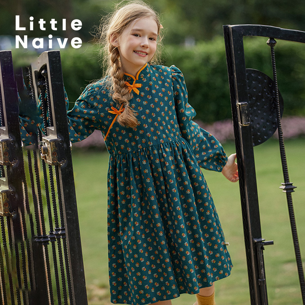 【秒杀价】LittleNaive女童碎花连衣裙儿童中国风改良旗袍裙子,童装/婴儿装/亲子装,连衣裙,淘宝优惠券,粉丝福利购,淘宝优惠卷