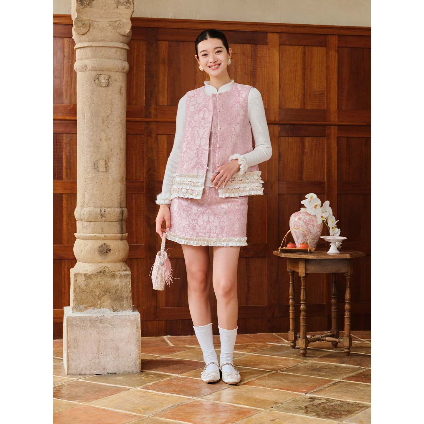 LittleNaive女装精致提花马甲