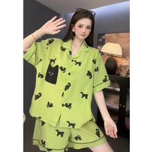 2025年新款夏季短袖纯棉睡衣女舒适网红爆款短裤可外穿家居服套装