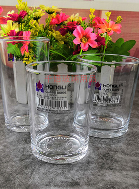 玻璃杯钢化杯餐厅家用杯圆形餐杯水杯杯子饮料杯中式酒店无色透明