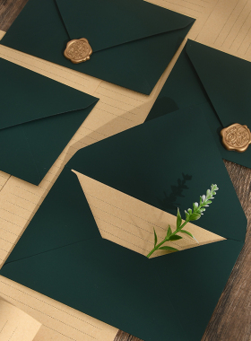 墨绿色质感信封加厚高级感贺卡火漆请柬邀请函复古信纸写告白情书