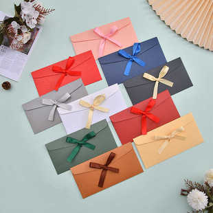 贺卡蝴蝶结信封请柬定制烫金logo珠光纸加厚丝带款信封创意邀请函