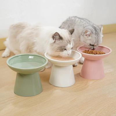 高脚保护颈椎猫碗陶瓷猫咪喝水碗双碗防黑下巴大口径防打翻猫食盆