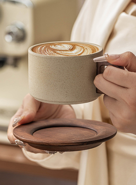 粗陶咖啡杯美式拿铁高颜值女士个人专用咖啡杯子高档精致陶瓷水杯