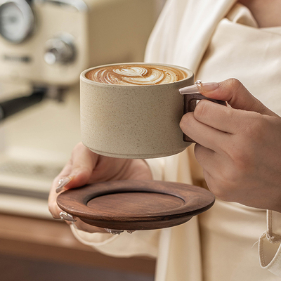 粗陶咖啡杯美式拿铁高颜值女士个人专用咖啡杯子高档精致陶瓷水杯