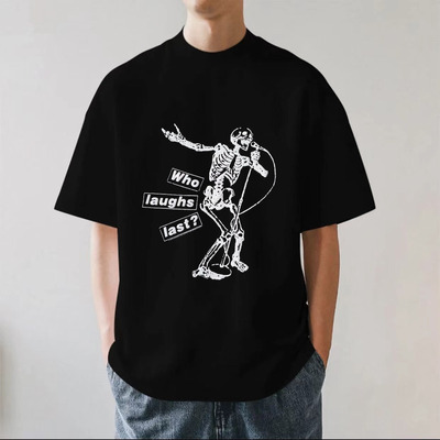 BOMBA STUDIO 美式暗黑风潮牌hiphop高街重磅280g纯棉短袖T恤宽松