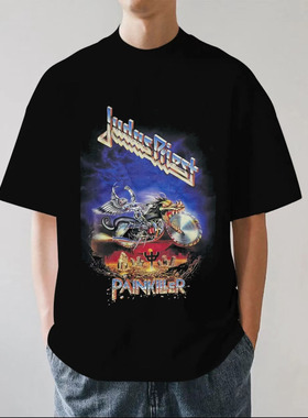 Judas Priest犹大圣徒乐队英伦金属摇滚重磅280g纯棉短袖T恤宽松