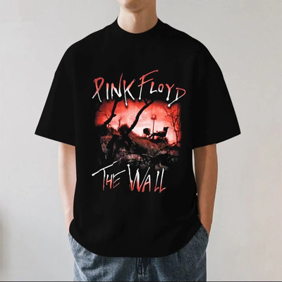 Pink Floyd平克弗洛伊德摇滚乐队美式重磅280g纯棉男短袖T恤宽松