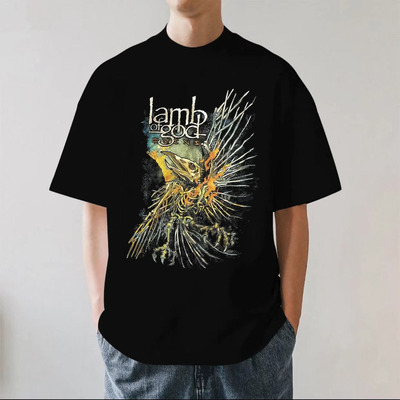 Lamb of God乐队上帝的羔羊欧美摇滚金属重磅280g纯棉短袖T恤宽松