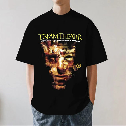 Dream Theater梦剧院乐队金属摇滚复古重磅280g纯棉男短袖T恤宽松