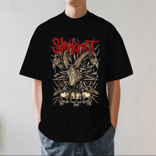 Slipknot活结乐队圆领美式T恤短袖重金属摇滚纯棉男女款休闲宽松