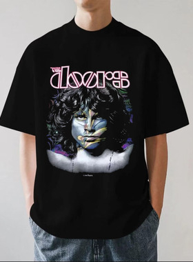 吉姆莫里森Jim Morrison歌手vintage重磅复古280g纯棉短袖T恤宽松