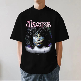 吉姆莫里森Jim Morrison歌手vintage重磅复古280g纯棉短袖T恤宽松