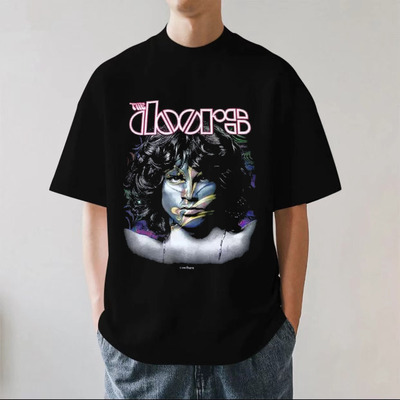 吉姆莫里森Jim Morrison歌手vintage重磅复古280g纯棉短袖T恤宽松