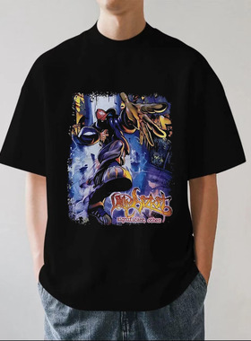 Limp Bizkit软饼干乐队美潮街头朋克重磅280g纯棉男女短袖T恤宽松