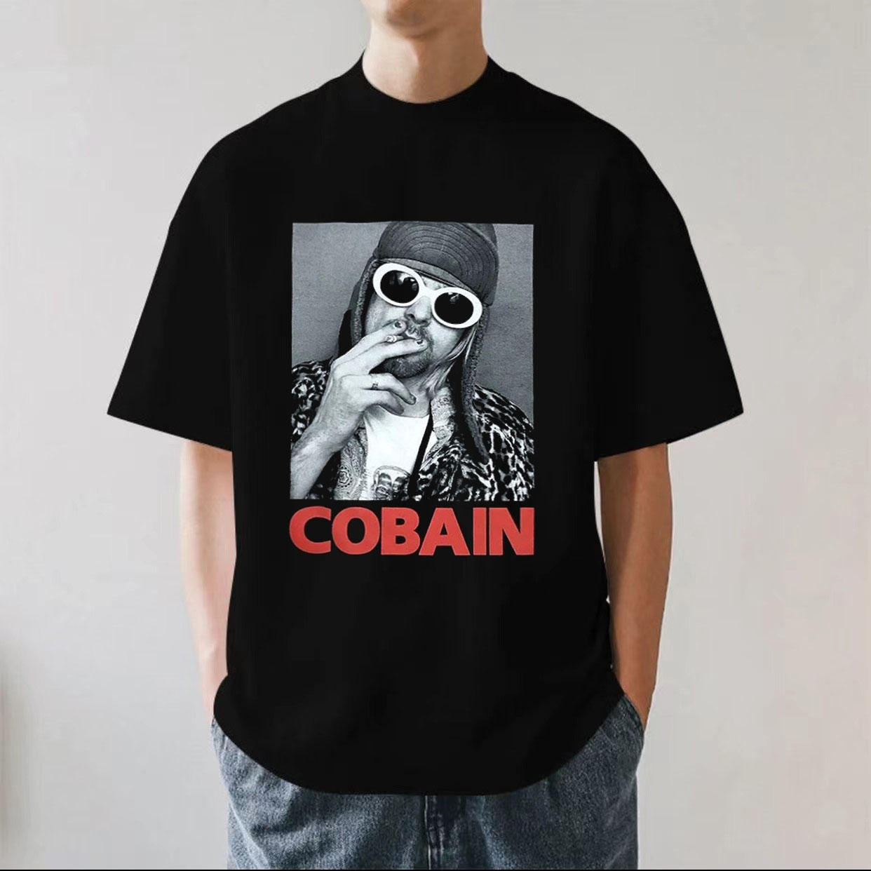 涅槃乐队Nirvana Kurt Cobain柯本摇滚重磅280g纯棉男短袖T恤宽松