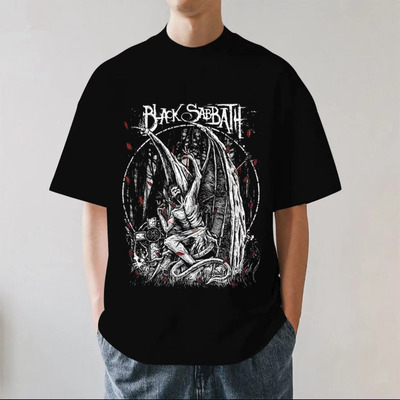 Black Sabbath重金属摇滚乐队男安息日朋克印花短袖宽松纯棉个性