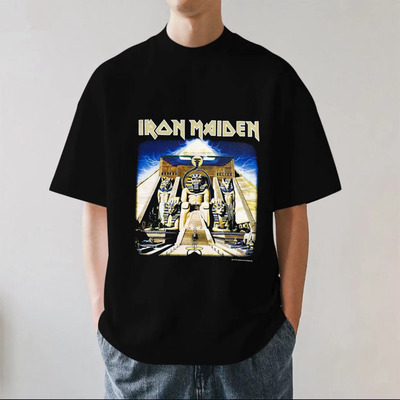 Iron Maiden铁娘子乐队摇滚潮牌美式复古重磅280g纯棉短袖T恤宽松
