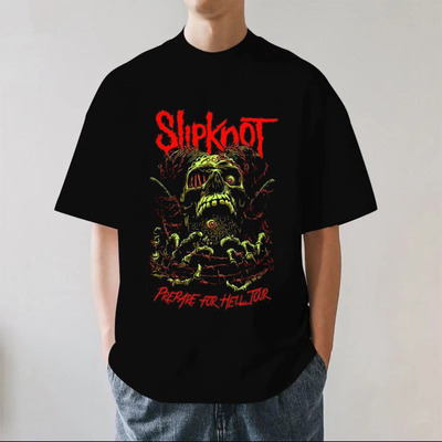 Slipknot活结乐队圆领美式街头暗黑重金属摇滚上衣男女款纯棉宽松