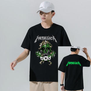 Metallica金属乐队T恤短袖重磅纯棉印花男女夏季美式摇滚数码直喷
