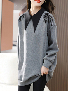 中长款 洋气时尚 休闲女士上衣外套 宽松显瘦大码 卫衣女春秋2025新款