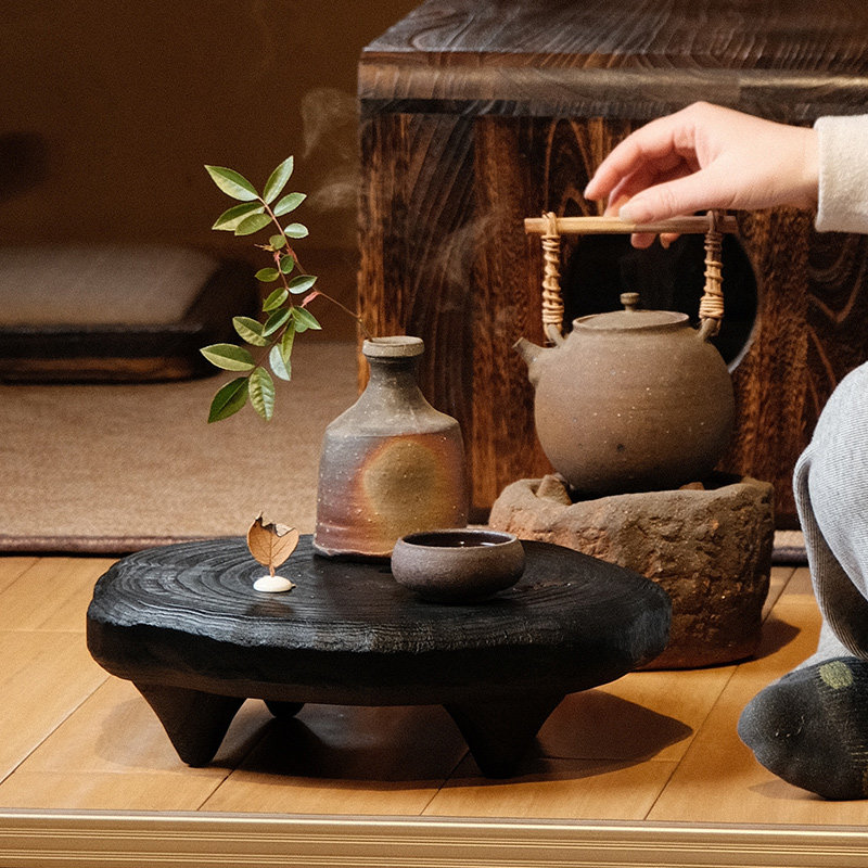 诧寂风实木桌面摆台家用茶托
