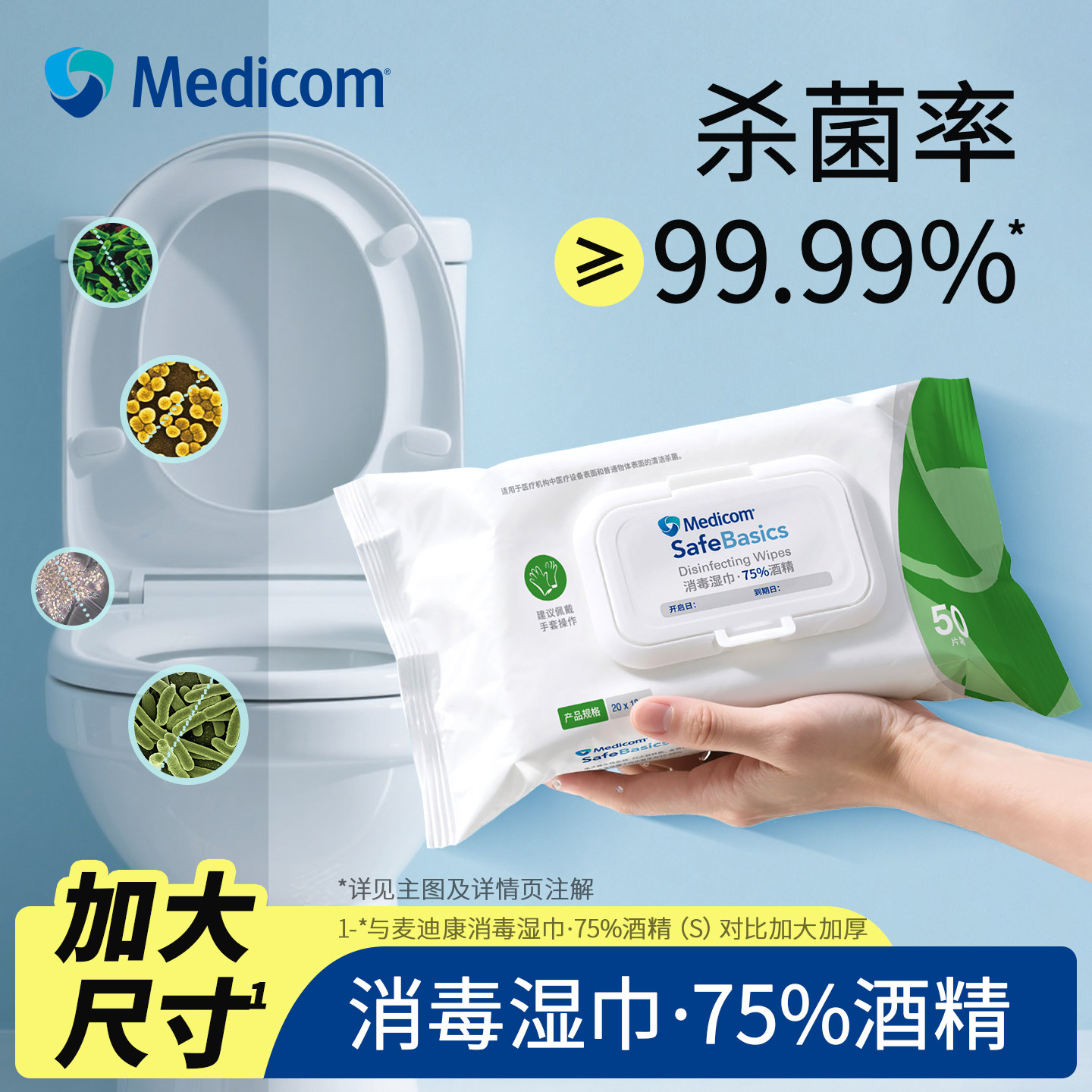 麦迪康擦马桶垫酒精湿巾消毒湿巾纸杀菌家务一次性大包大尺寸棉片,洗护清洁剂/卫生巾/纸/香薰,消毒湿巾,淘宝优惠券,粉丝福利购,淘宝优惠卷