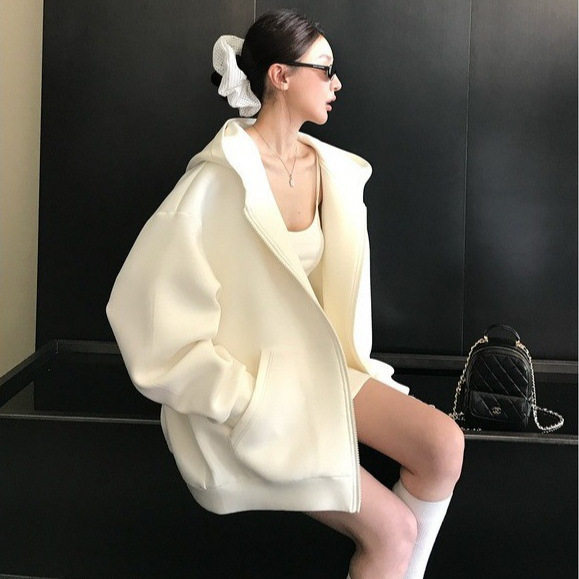 卫衣重磅连帽外套2025新款早秋chic上衣慵懒开衫韩系穿