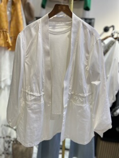 轻奢欧货原创设计宽松百搭V领长袖 纯色防晒衣外套女上衣