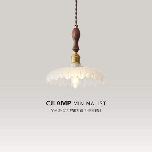 中古设计师复古卧室床头吊灯日式侘寂风小众吧台餐厅玄关玻璃吊灯