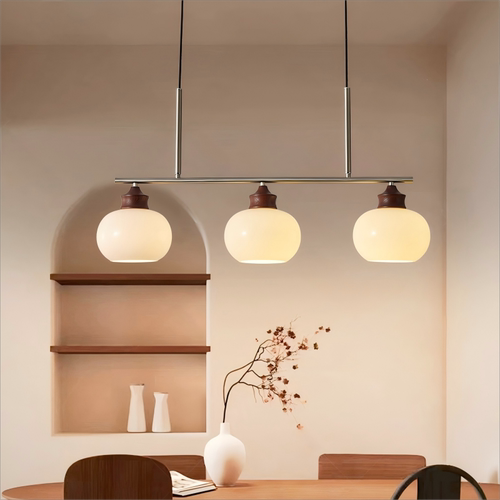 法式中古风复古饭厅餐厅吊灯奶油风设计师高级感简约新款实木吊灯