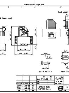 现货Harting/09670150571 D形连接器后壳罩IDC HOOD 15P 原装正品