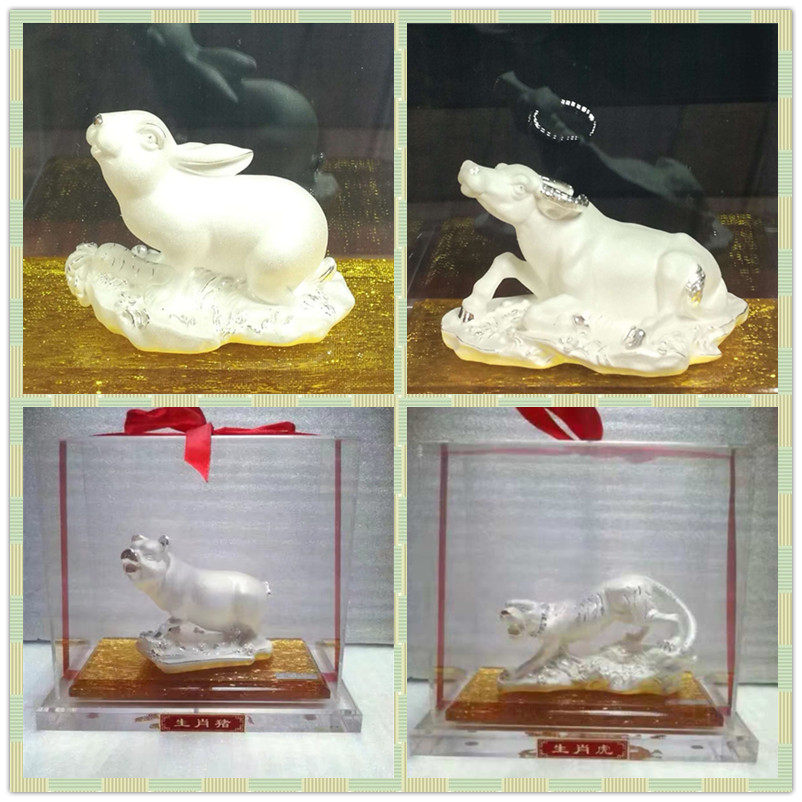 十二生肖纯银摆件鼠牛兔虎龙蛇马羊猴鸡狗猪足银饰品12属相生日礼