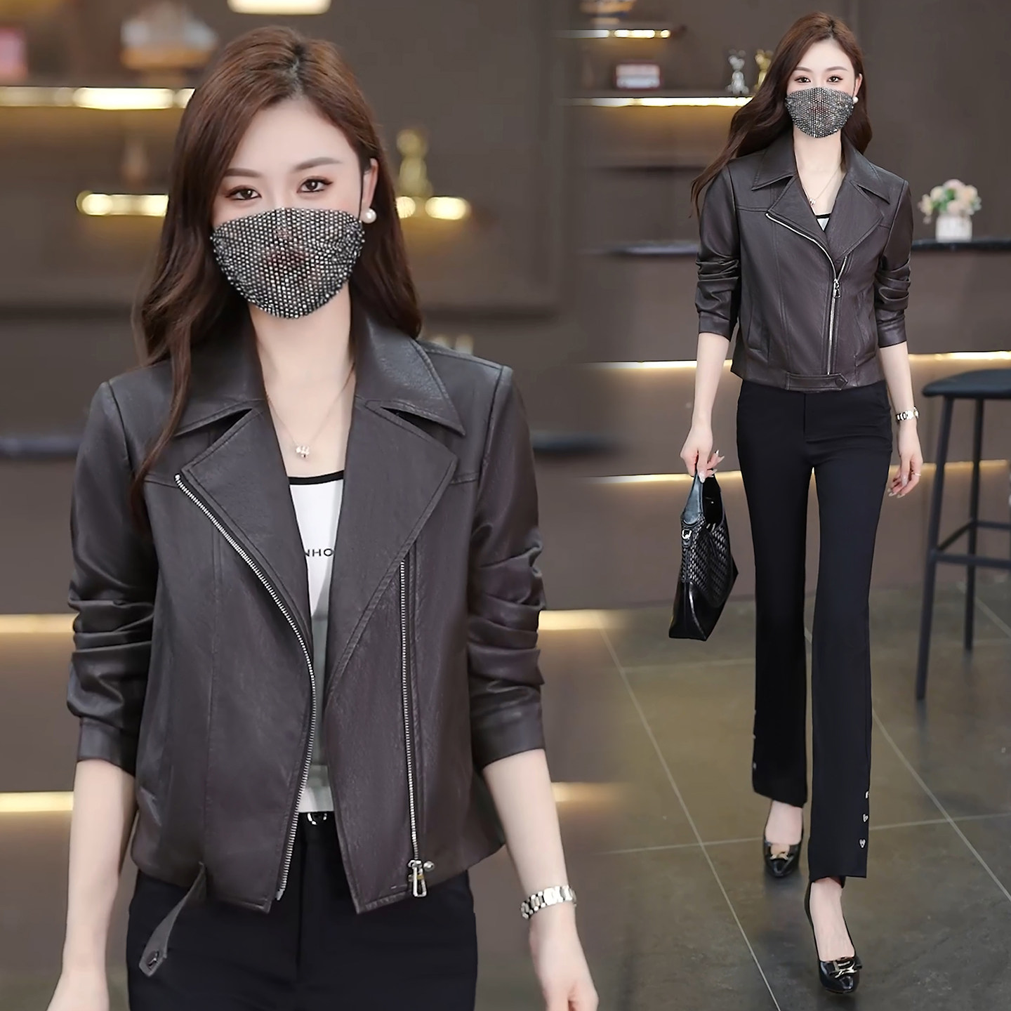 秋季短款机车皮衣外套女2026