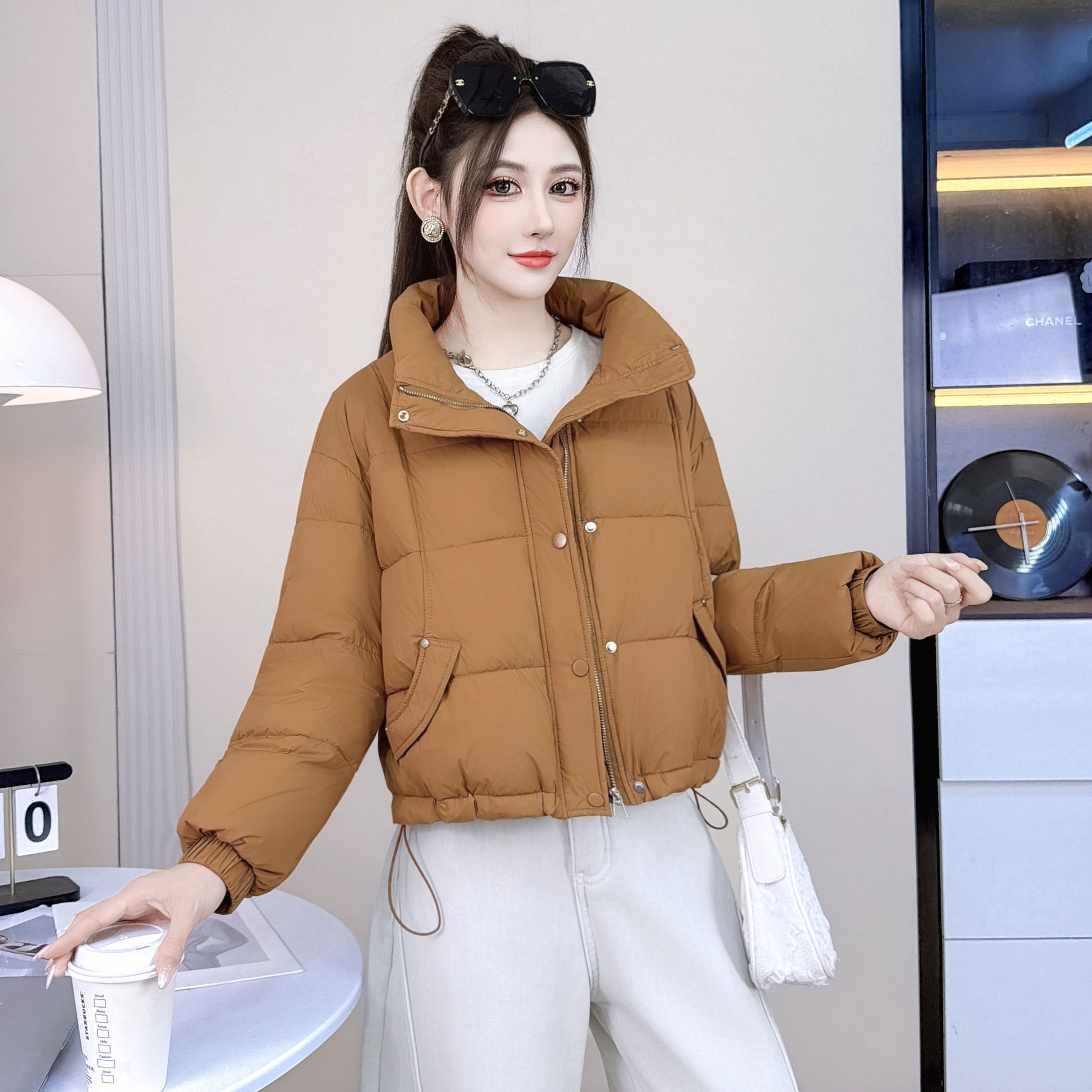 时尚短款棉衣女冬季新款宽松立领面包服加厚保暖显瘦棉服棉袄外套