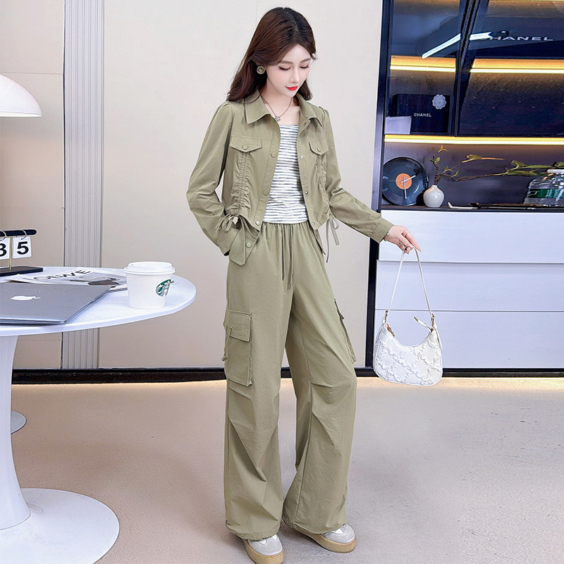 休闲工装裤套装女春季2026新款酷飒风时尚洋气时髦显瘦三件套女装