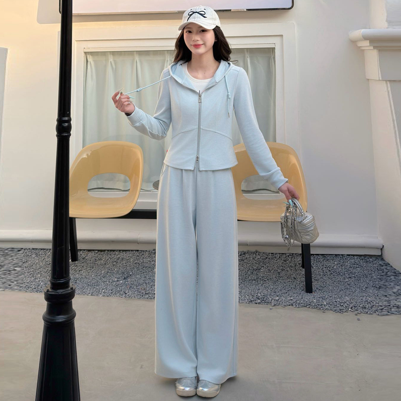 休闲运动套装女2026春季新款时髦洋气一整套显瘦连帽卫衣裤两件套