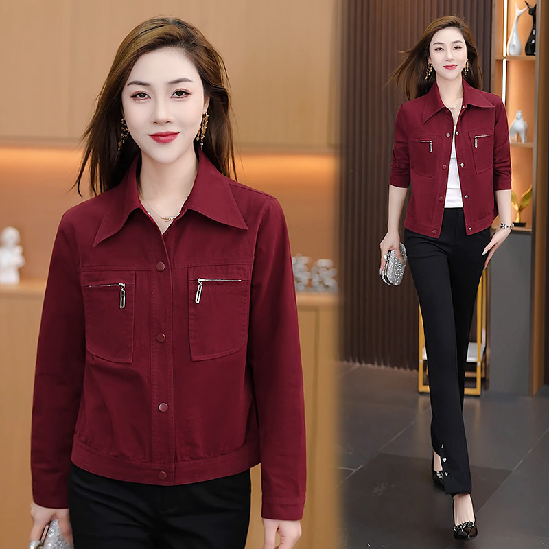 短款夹克外套女春款2026新款小个子显瘦百搭女士翻领休闲工装上衣